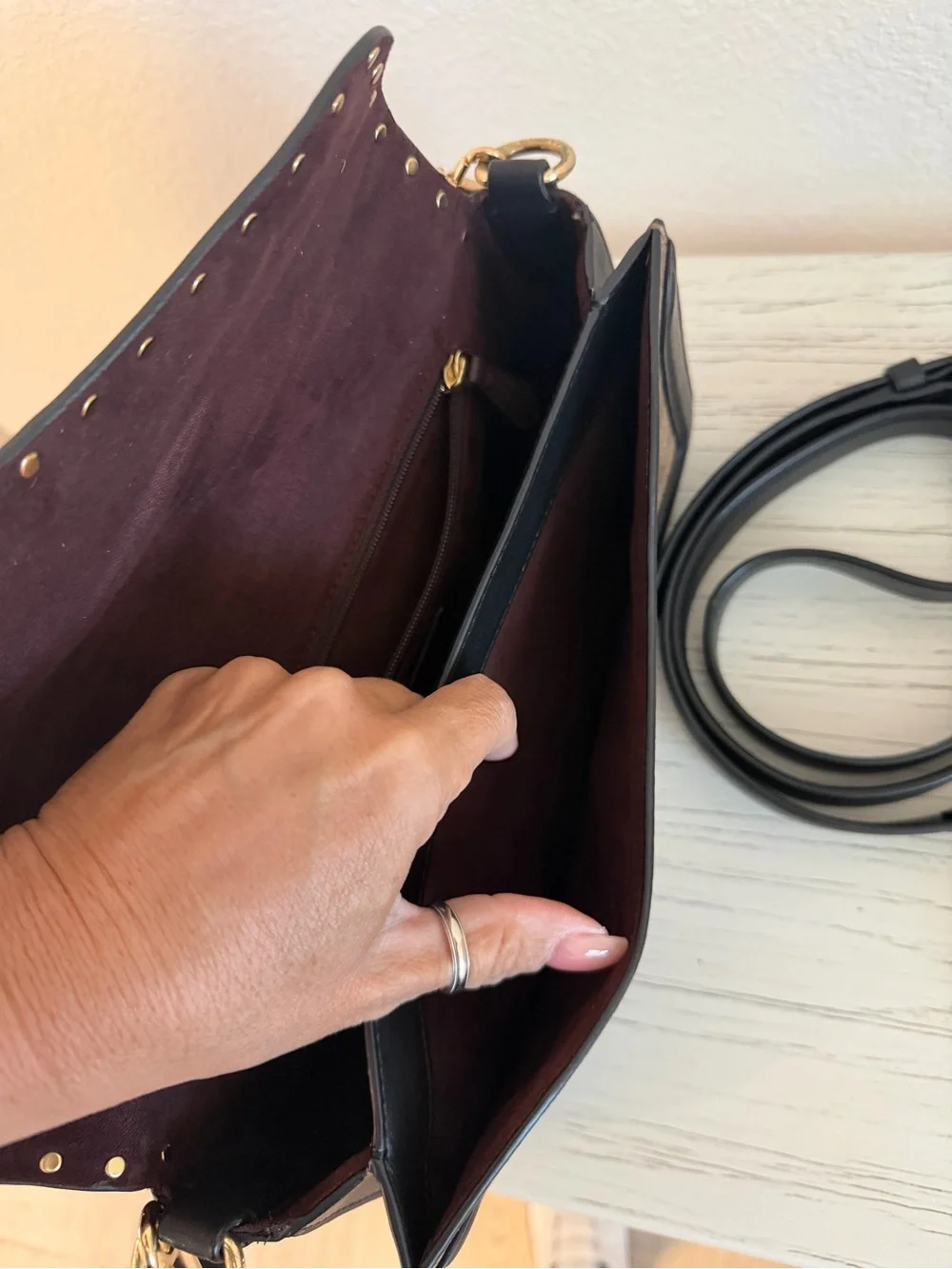 Coach Two-Tone Signature Saddle Bag in Brown and Black - Picture 10 of 15